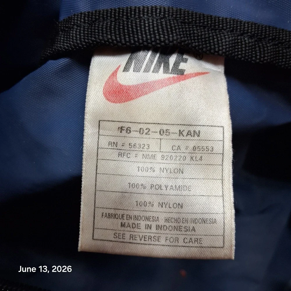 Vintage Nike Blue Yellow Swoosh Gym Duffle Bag Large 1 Pocket